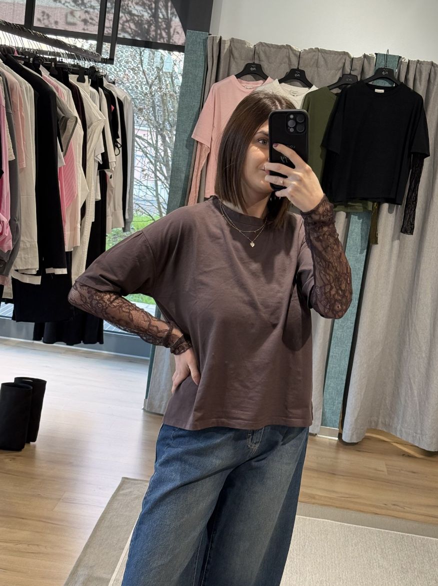Immagine di T-SHIRT MANICA PIZZO