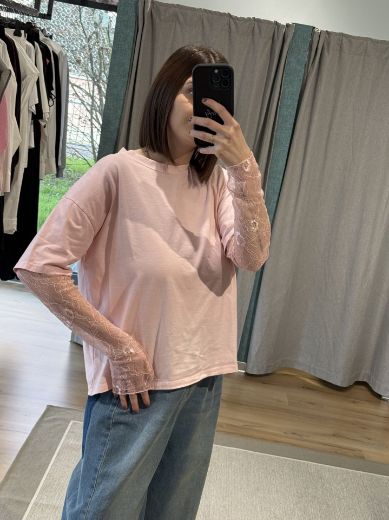 Immagine di T-SHIRT MANICA PIZZO