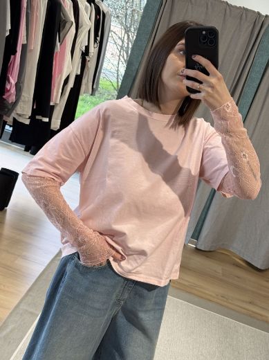 Immagine di T-SHIRT MANICA PIZZO
