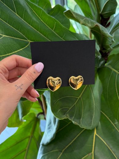 Immagine di ORECCHINO CUORE BOMBATO - Disponibile in ARGENTO, ORO