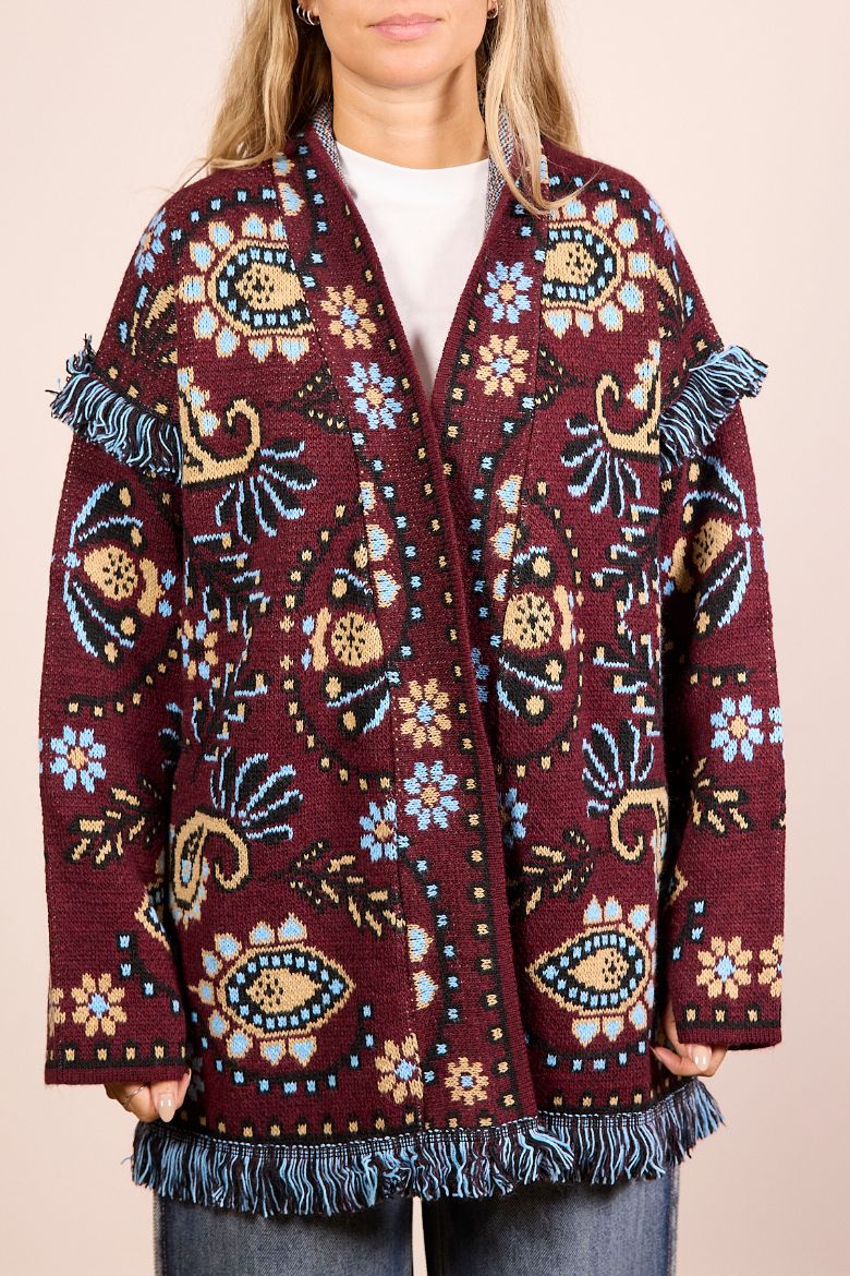 Immagine di CARDIGAN FANTASY BORDEAUX/AZZURRO