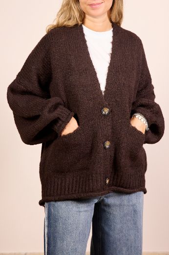 Immagine di CARDIGAN 3 BOTTONI - Disponibile in PANNA, MARRONE, BORDEAUX, NERO, GRIGIO, VERDE MILITARE, OLIO, FANGO