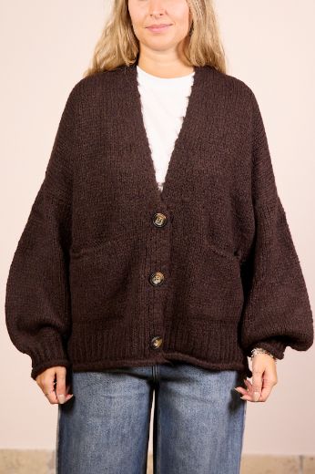 Immagine di CARDIGAN 3 BOTTONI - Disponibile in PANNA, MARRONE, BORDEAUX, NERO, GRIGIO, VERDE MILITARE, OLIO, FANGO