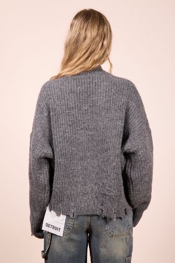 Immagine di CARDIGAN IN MAGLIA CON ROTTURE - Disponibile in PANNA, MARRONE, GRIGIO, BLU