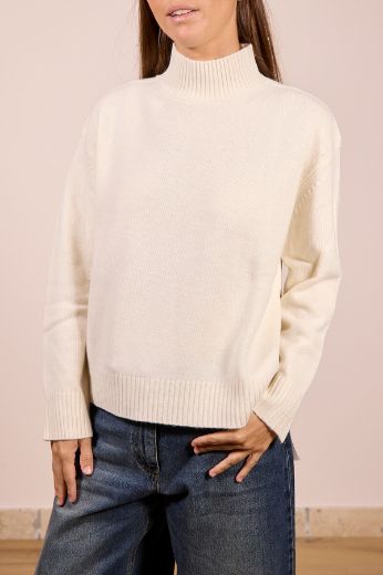 Immagine di MAGLIONE 100% LANA LUPETTO - Disponibile in PANNA, GRIGIO, GRIGIO SCURO, BLU, BEIGE