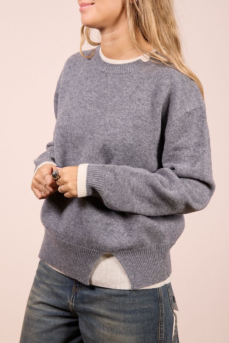 Immagine di MAGLIONE BICOLOR 100% LANA - Disponibile in MARRONE, PANNA, GRIGIO, BEIGE, GRIGIO SCURO, GRIGIO CHIARO, TAUPE