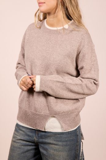 Immagine di MAGLIONE BICOLOR 100% LANA - Disponibile in MARRONE, PANNA, GRIGIO, BEIGE, GRIGIO SCURO, GRIGIO CHIARO, TAUPE
