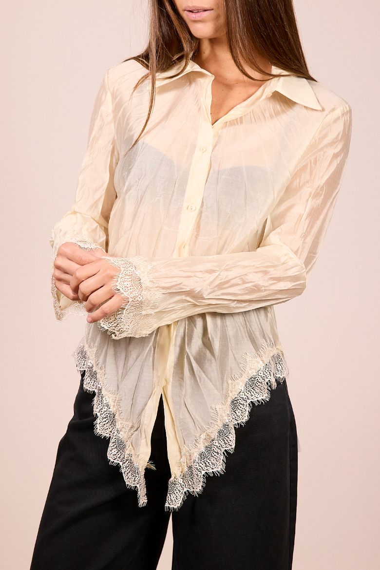 Immagine di CAMICIA STROPICCIATA PIZZO - Disponibile in NERO, BEIGE
