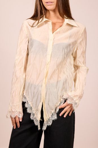 Immagine di CAMICIA STROPICCIATA PIZZO - Disponibile in NERO, BEIGE