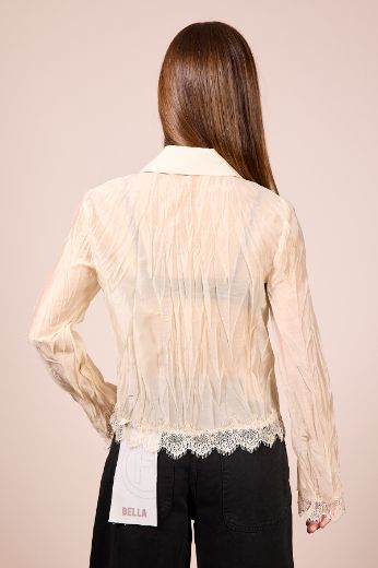 Immagine di CAMICIA STROPICCIATA PIZZO - Disponibile in NERO, BEIGE