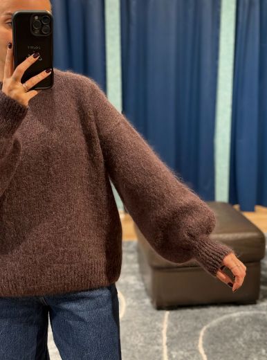 Immagine di MAGLIONE MOHAIR OVERSIZE - Disponibile in PRUGNA, MARRONE, GRIGIO