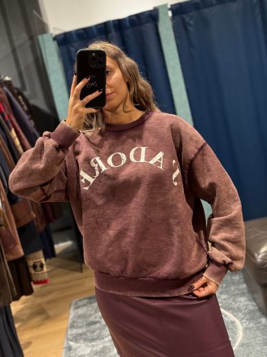 Immagine di FELPA OVER J'ADORE - Disponibile in GRIGIO, BURGUNDY