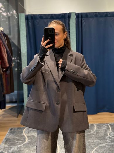 Immagine di BLAZER OVERSIZE DOPPIA CHIUSURA - Disponibile in MARRONE, GRIGIO, NERO