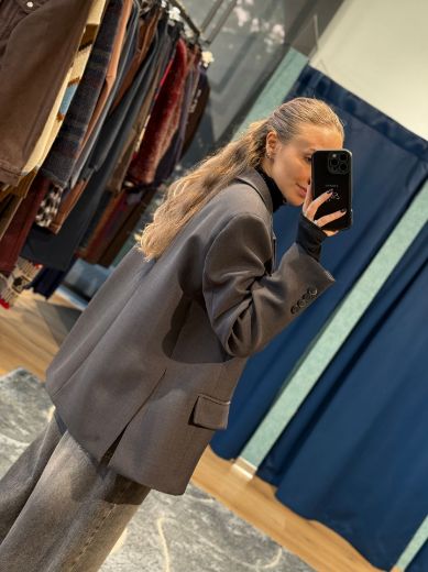 Immagine di BLAZER OVERSIZE DOPPIA CHIUSURA - Disponibile in MARRONE, GRIGIO, NERO