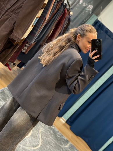Immagine di BLAZER OVERSIZE DOPPIA CHIUSURA - Disponibile in MARRONE, GRIGIO, NERO