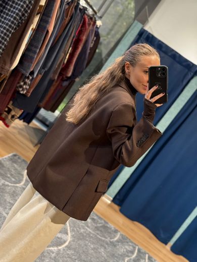 Immagine di BLAZER OVERSIZE DOPPIA CHIUSURA - Disponibile in MARRONE, GRIGIO, NERO