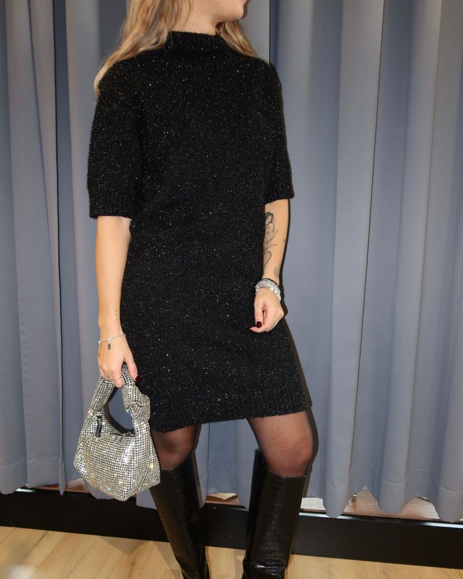 Immagine di ABITO LUREX COLLO VULCANO - Disponibile in NERO, MARRONE