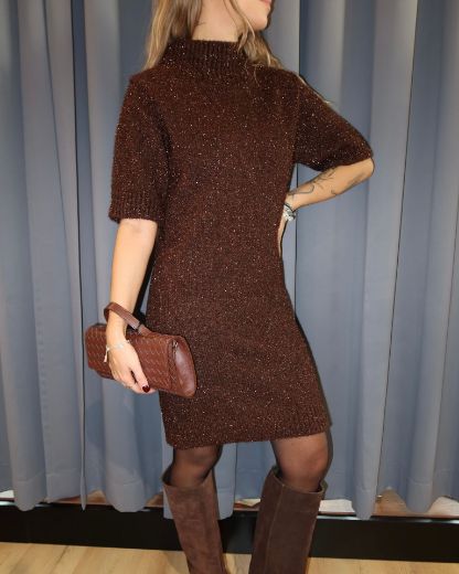 Immagine di ABITO LUREX COLLO VULCANO - Disponibile in NERO, MARRONE