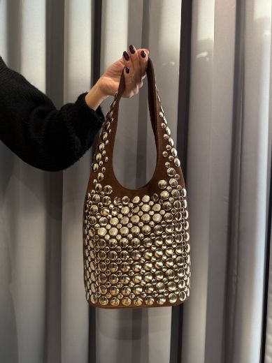 Immagine di BORSA BORCHIE PELLE SCAMOSCIATA