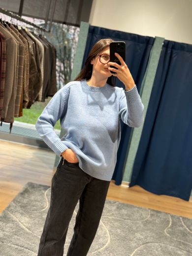 Immagine di MAGLIONE 100% LANA GIROCOLLO - Disponibile in MARRONE, GRIGIO, BLU, BEIGE SCURO, BEIGE CHIARO, PANNA, GRIGIO SCURO, GRIGIO CHIARO, TAUPE, AZZURRO