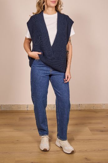 Immagine di GILET MAXI SCOLLO - Disponibile in PANNA, OLIO, BLU
