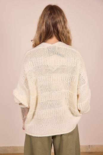 Immagine di CARDIGAN 3 BOTTONI RIGHE - Disponibile in PANNA, NOCCIOLA, CIELO, MORO