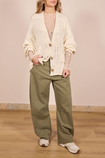 Immagine di CARDIGAN 3 BOTTONI RIGHE - Disponibile in PANNA, NOCCIOLA, CIELO, MORO