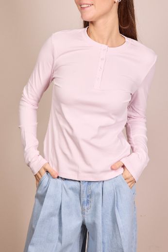 Immagine di MAGLIA MANICA LUNGA BOTTONI - Disponibile in VERDE, ROSA, NERO, MARRONE, BLU, BIANCO