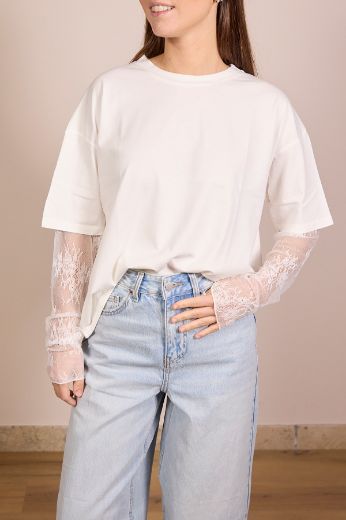 Immagine di T-SHIRT MANICA PIZZO