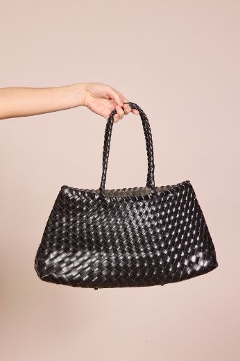 Immagine di SHOPPER IN PELLE INTRECCIATA - Disponibile in NERO, MORO