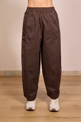 Immagine di PANTALONE BARREL CON ELASTICO - Disponibile in MORO, BURRO
