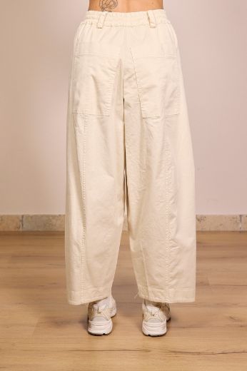 Immagine di PANTALONE BARREL CON ELASTICO - Disponibile in MORO, BURRO