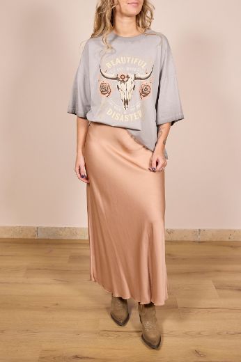 Immagine di GONNA MIDI SATIN - Disponibile in VERDE, BLUSH