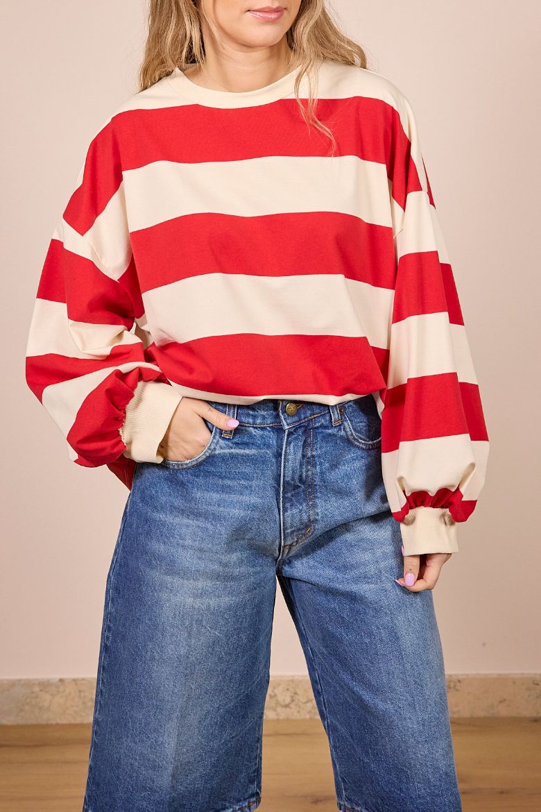 Immagine di MAGLIA RIGHE OVER - Disponibile in VERDE MILITARE, ROSSO