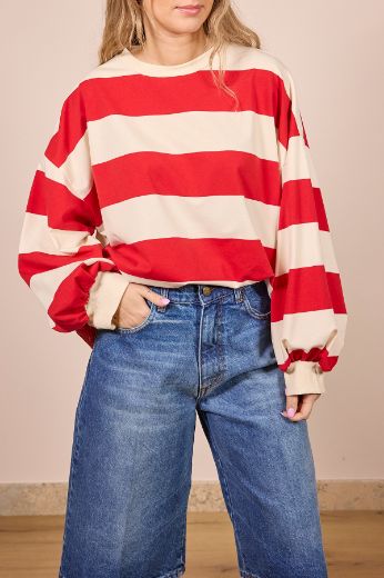 Immagine di MAGLIA RIGHE OVER - Disponibile in VERDE MILITARE, ROSSO