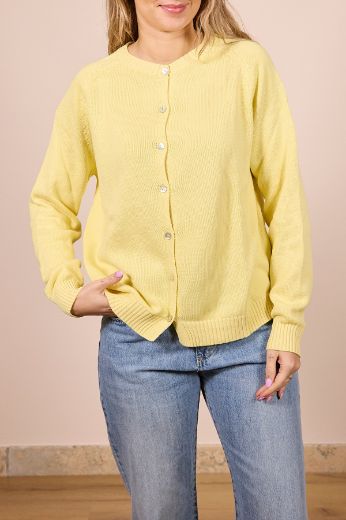 Immagine di CARDIGAN DAISY - Disponibile in AZZURRO, PANNA, LIME, GIALLO, BEIGE, ROSSO, ROSA, BLU, NOCCIOLA, NERO