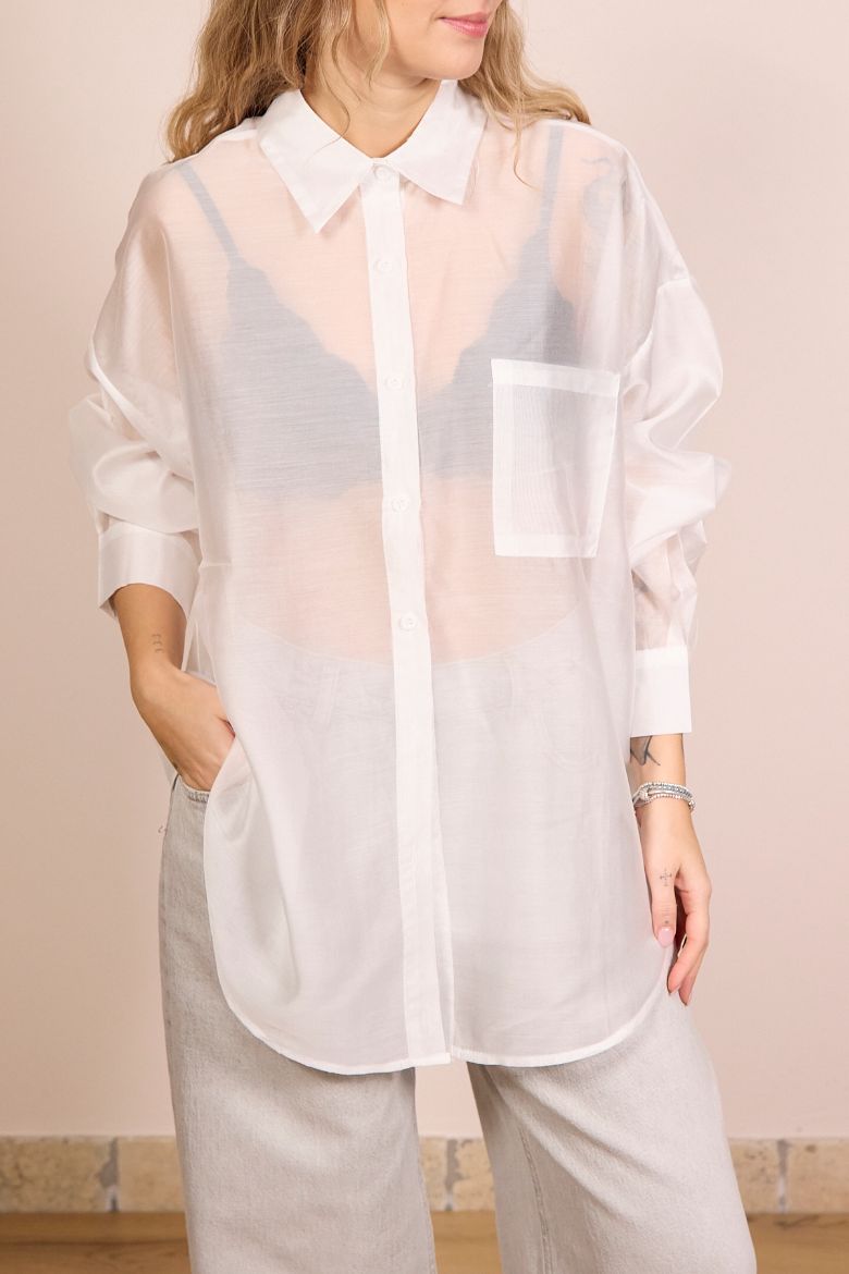 Immagine di CAMICIA VELATA - Disponibile in NERO, MARRONE, LILLA, GIALLO, COCCIO, BLU, BIANCO