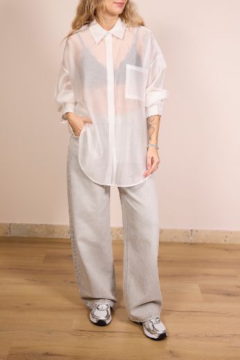 Immagine di CAMICIA VELATA - Disponibile in NERO, MARRONE, LILLA, GIALLO, COCCIO, BLU, BIANCO