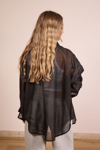 Immagine di CAMICIA VELATA - Disponibile in NERO, MARRONE, LILLA, GIALLO, COCCIO, BLU, BIANCO