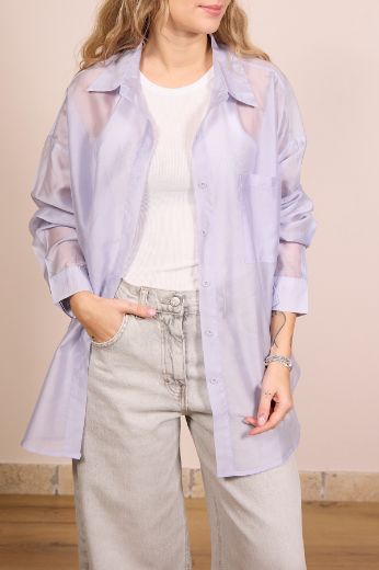 Immagine di CAMICIA VELATA - Disponibile in NERO, MARRONE, LILLA, GIALLO, COCCIO, BLU, BIANCO