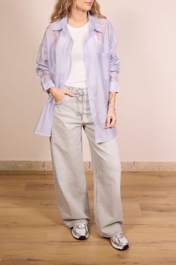 Immagine di CAMICIA VELATA - Disponibile in NERO, MARRONE, LILLA, GIALLO, COCCIO, BLU, BIANCO