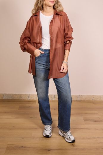 Immagine di CAMICIA VELATA - Disponibile in NERO, MARRONE, LILLA, GIALLO, COCCIO, BLU, BIANCO