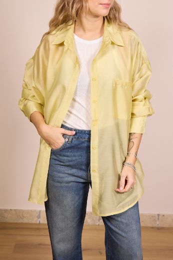 Immagine di CAMICIA VELATA - Disponibile in NERO, MARRONE, LILLA, GIALLO, COCCIO, BLU, BIANCO
