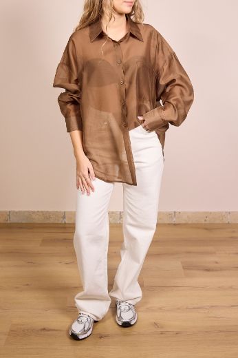 Immagine di CAMICIA VELATA - Disponibile in NERO, MARRONE, LILLA, GIALLO, COCCIO, BLU, BIANCO