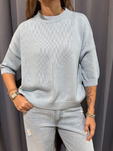 Immagine di MAGLIA COTTON MEZZA MANICA - Disponibile in MARRONE, GIALLO, BLUETTE, AZZURRO, PANNA, ROSA BARBIE