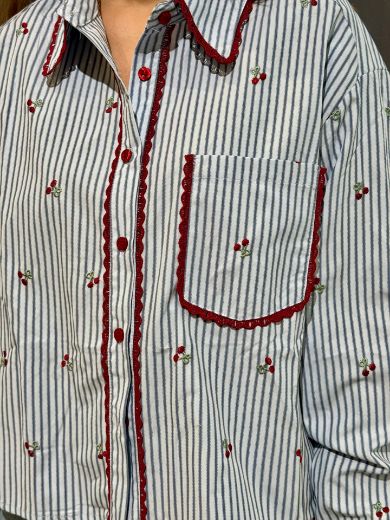 Immagine di CAMICIA CILIEGIE - Disponibile in VERDE/ROSA, AZZURRO