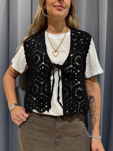 Immagine di GILET CROCHET - Disponibile in NERO, BURRO