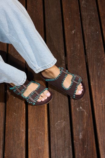 Immagine di CIABATTA IN PELLE SCAMOSCIATA STITCHINGS